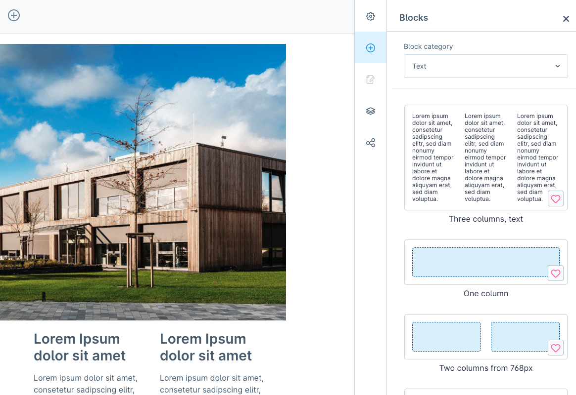 Grid-Layout / Spalten für die Erlebniswelten