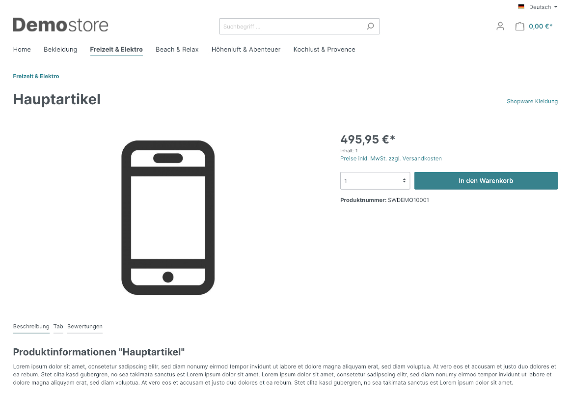 Tabs für die Produkt - Detailseite Tabs für die Produkt - Detailseite