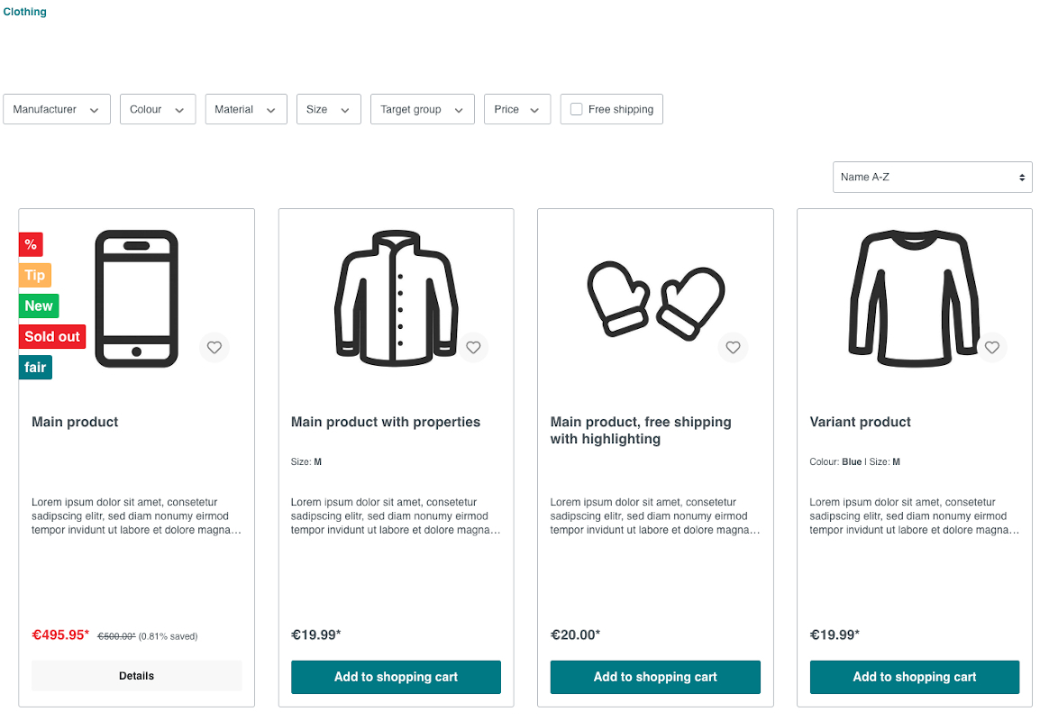 Badges für die Kategorielisten und die Produkt - Detailseite Badges für die Kategorielisten und die Produkt - Detailseite