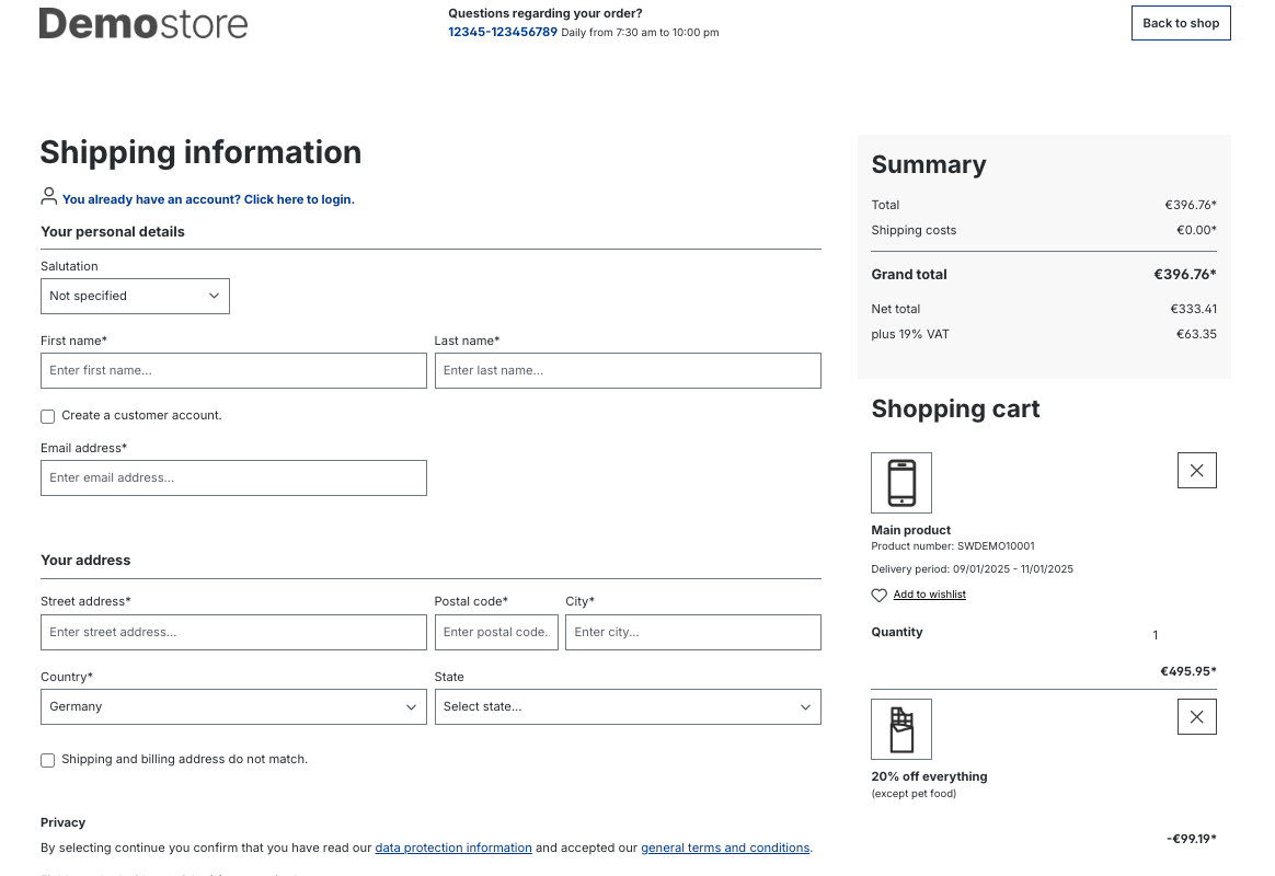 alternative image and description for a promotion on the checkout register page